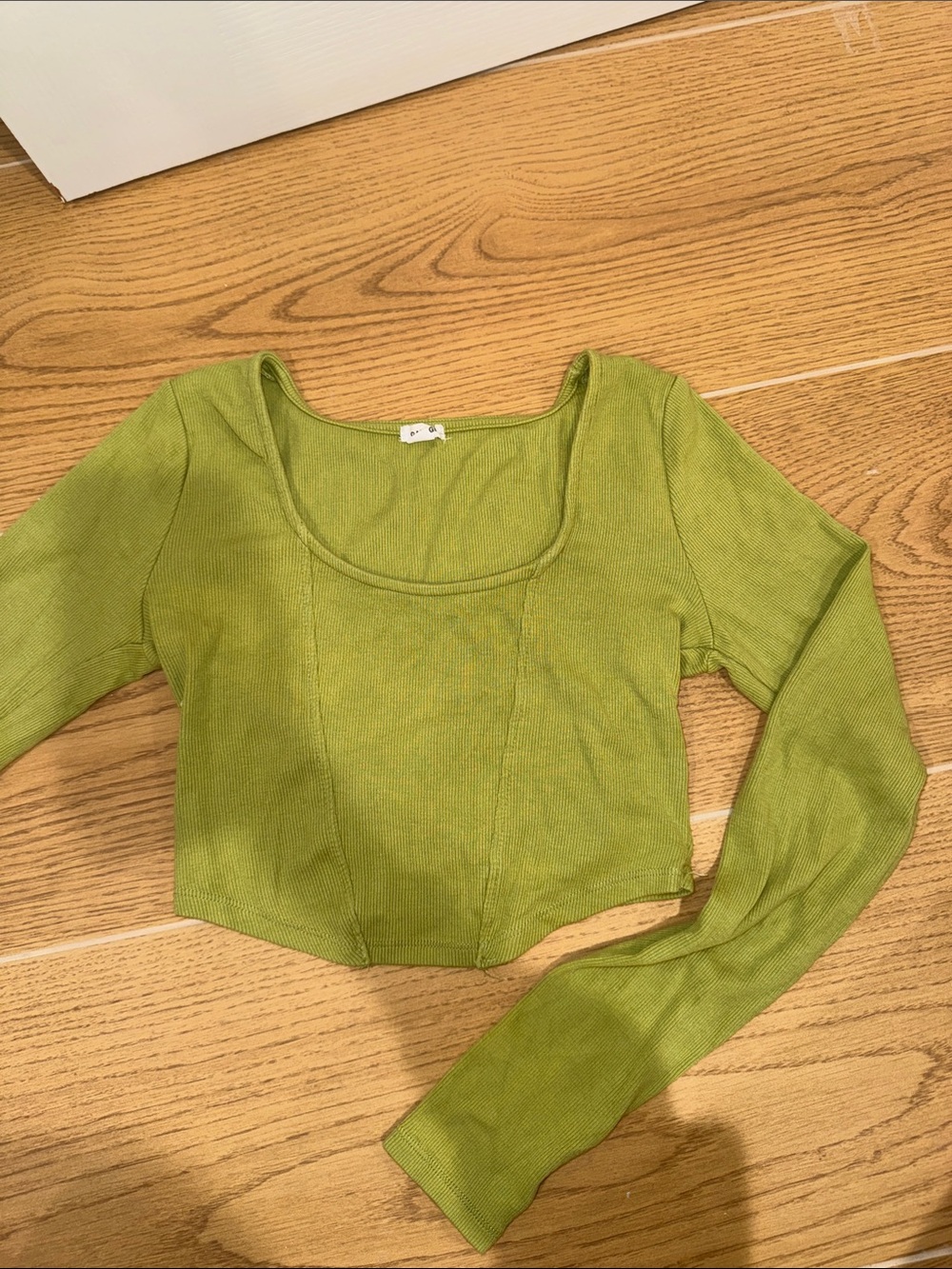 Garage Ribbed Scoop-Neck Crop Top - Green